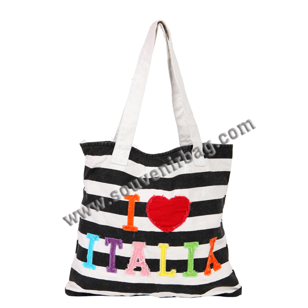 Sqaure Colorful Lettering Canvas tote bag