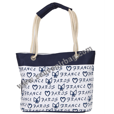 Paris France Printed Shopping Bag With Cotton Handles