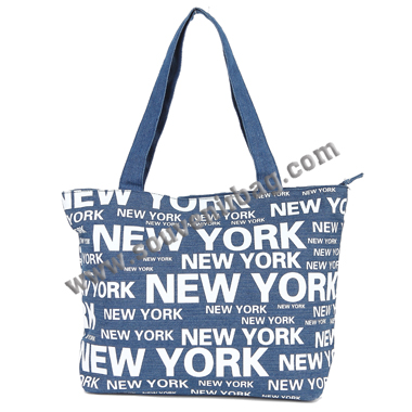 Denim Shopping Tote With Polyester Lining
